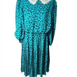 vintage green & black lady carol dress size 12